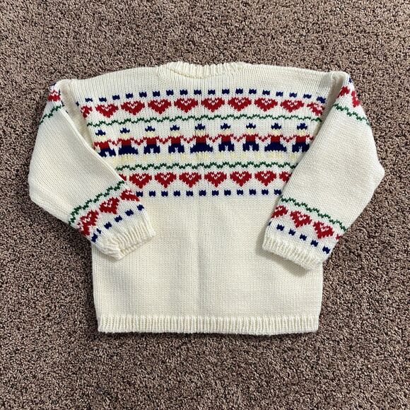 VTG Handmade Knit Toy Soldier Sweater Youth Size Small Unisex Crewneck Holiday - Picture 2 of 8